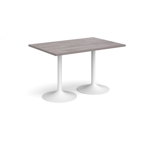 Genoa rectangular dining table with white trumpet base 1200mm x 800mm - grey oak Canteen Tables GDR1200-WH-GO