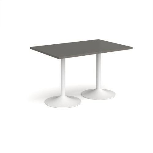 Genoa rectangular dining table with white trumpet base 1200mm x 800mm - Onyx Grey