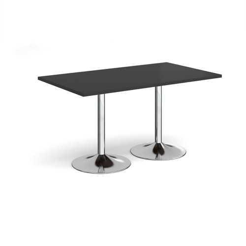 Genoa rectangular dining table with chrome trumpet base 1400mm x 800mm - Black