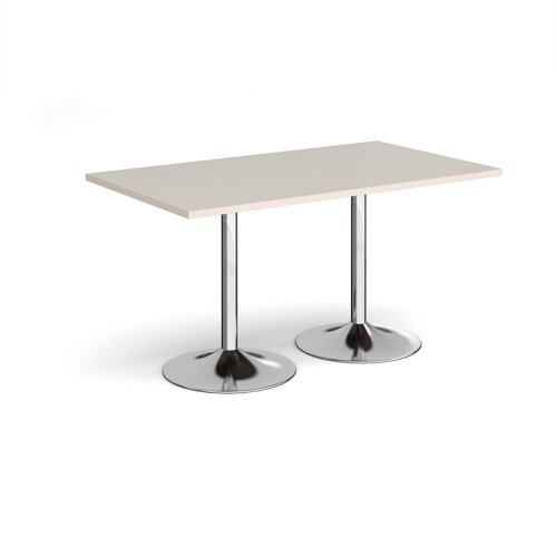 Genoa rectangular dining table with chrome trumpet base 1400mm x 800mm - Light Grey