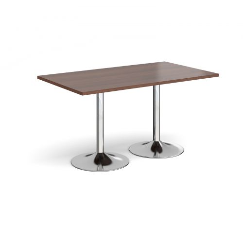 Genoa rectangular dining table with chrome trumpet base 1400mm x 800mm - walnut
