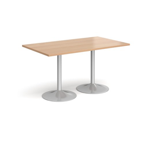 Genoa rectangular dining table with silver trumpet base 1400mm x 800mm - beech Canteen Tables GDR1400-S-B