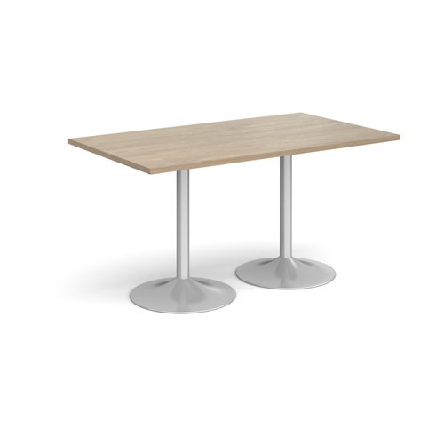 Genoa rectangular dining table with silver trumpet base 1400mm x 800mm - barcelona walnut GDR1400-S-BW Buy online at Office 5Star or contact us Tel 01594 810081 for assistance