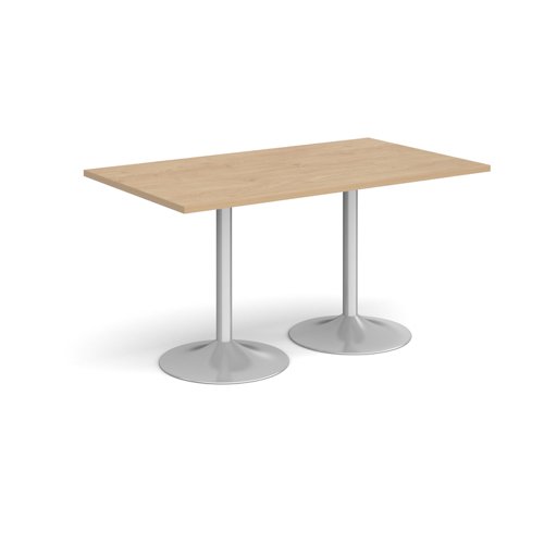 Genoa rectangular dining table with silver trumpet base 1400mm x 800mm - kendal oak Canteen Tables GDR1400-S-KO