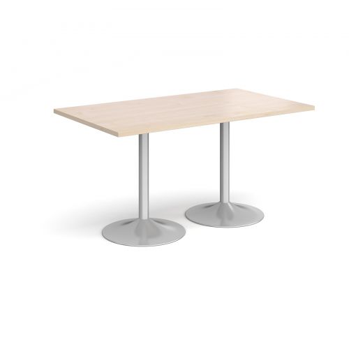 Genoa rectangular dining table with silver trumpet base 1400mm x 800mm - maple