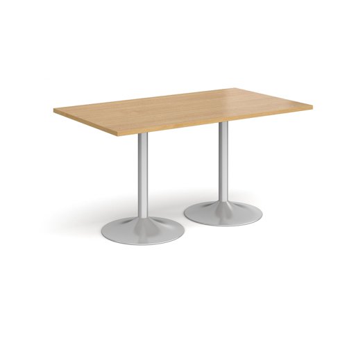 Genoa rectangular dining table with silver trumpet base 1400mm x 800mm - oak Canteen Tables GDR1400-S-O
