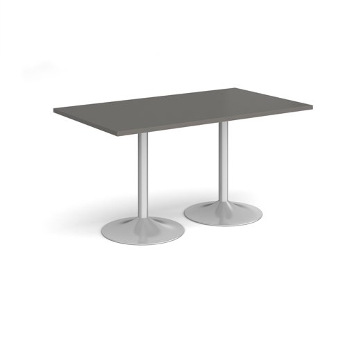 Genoa rectangular dining table with silver trumpet base 1400mm x 800mm - Onyx Grey