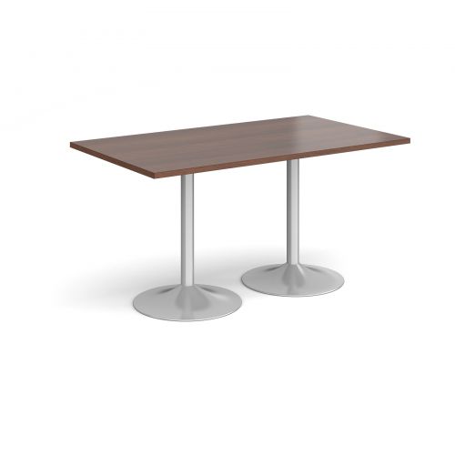 Genoa rectangular dining table with silver trumpet base 1400mm x 800mm - walnut