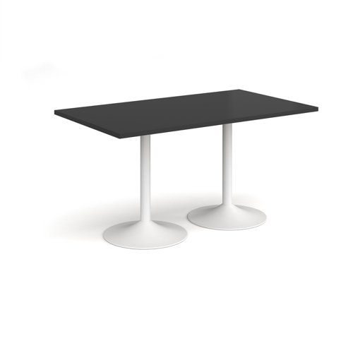 Genoa rectangular dining table with white trumpet base 1400mm x 800mm - Black