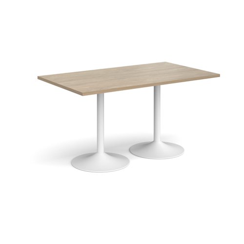 Genoa rectangular dining table with white trumpet base 1400mm x 800mm - barcelona walnut