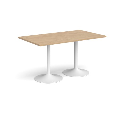 Genoa rectangular dining table with white trumpet base 1400mm x 800mm - kendal oak GDR1400-WH-KO Buy online at Office 5Star or contact us Tel 01594 810081 for assistance