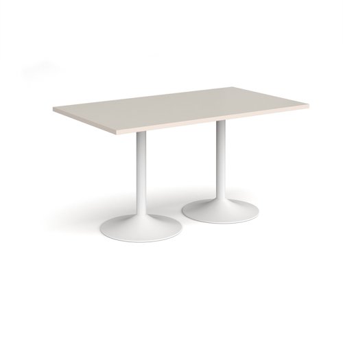 Genoa rectangular dining table with white trumpet base 1400mm x 800mm - Light Grey