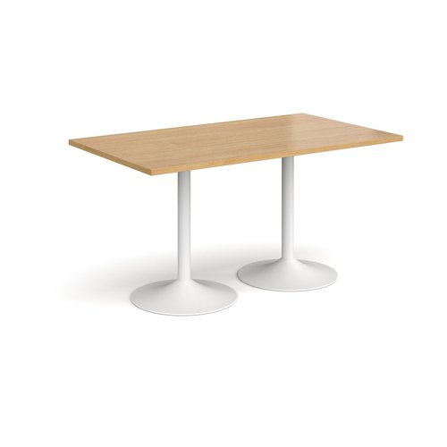 Genoa rectangular dining table with white trumpet base 1400mm x 800mm - oak Canteen Tables GDR1400-WH-O