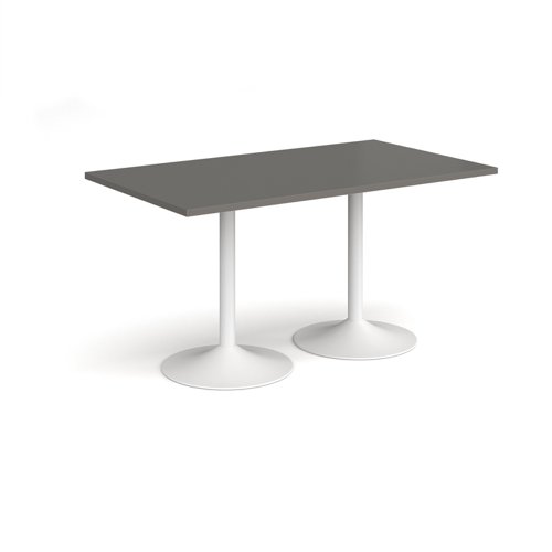 Genoa rectangular dining table with white trumpet base 1400mm x 800mm - Onyx Grey