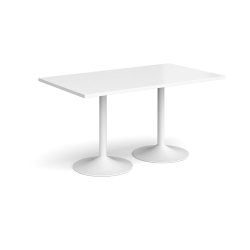 GDR1400-WH-WH Genoa rectangular dining table with white trumpet base 1400mm x 800mm - white