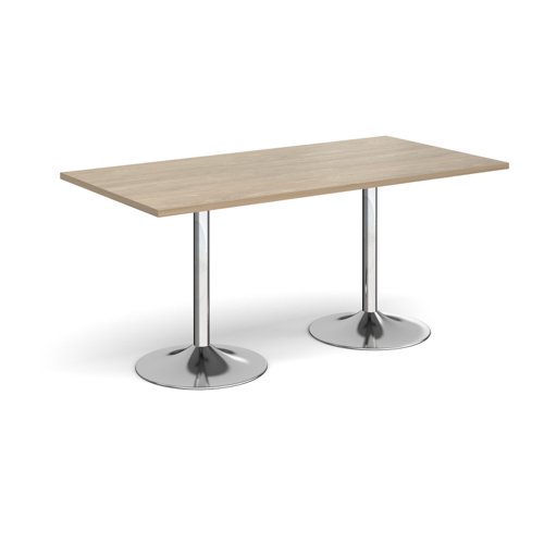Genoa rectangular dining table with chrome trumpet base 1600mm x 800mm - barcelona walnut  GDR1600-C-BW