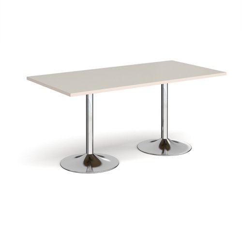 Genoa rectangular dining table with chrome trumpet base 1600mm x 800mm - Light Grey