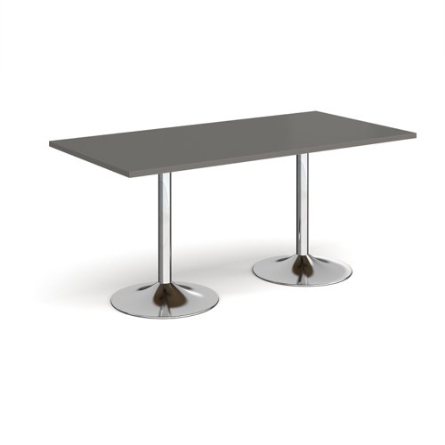 Genoa rectangular dining table with chrome trumpet base 1600mm x 800mm - Onyx Grey