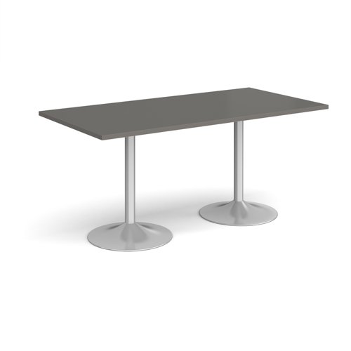 Genoa rectangular dining table with silver trumpet base 1600mm x 800mm - Onyx Grey