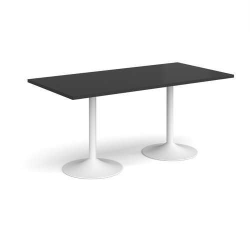 Genoa rectangular dining table with white trumpet base 1600mm x 800mm - Black