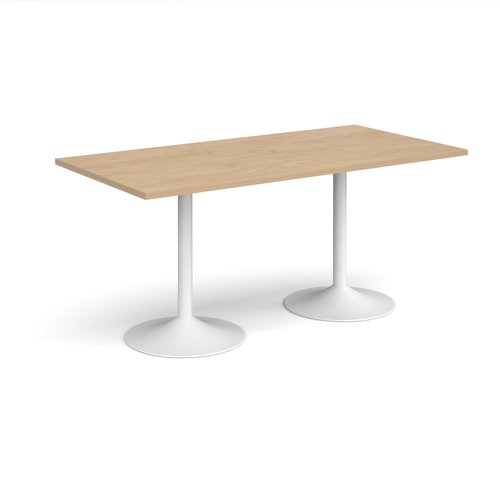 GDR1600-WH-KO Genoa rectangular dining table with white trumpet base 1600mm x 800mm - kendal oak
