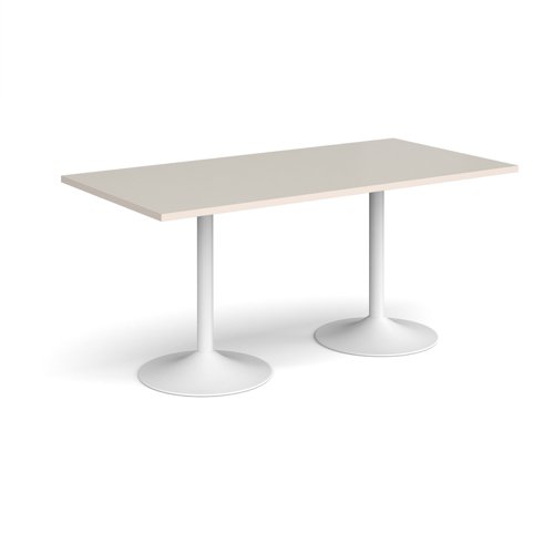 Genoa rectangular dining table with white trumpet base 1600mm x 800mm - Light Grey