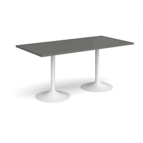 Genoa rectangular dining table with white trumpet base 1600mm x 800mm - Onyx Grey