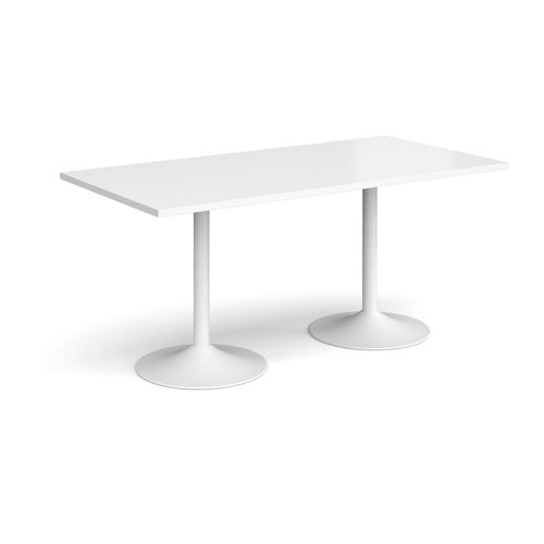 GDR1600-WH-WH Genoa rectangular dining table with white trumpet base 1600mm x 800mm - white