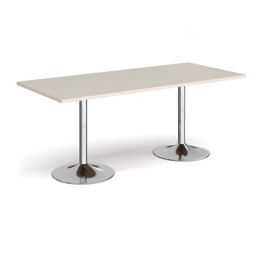 Genoa rectangular dining table with chrome trumpet base 1800mm x 800mm - Light Grey