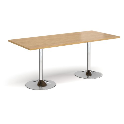 Genoa rectangular dining table with chrome trumpet base 1800mm x 800mm - oak Canteen Tables GDR1800-C-O