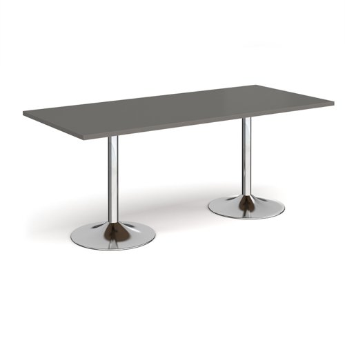 Genoa rectangular dining table with chrome trumpet base 1800mm x 800mm - Onyx Grey