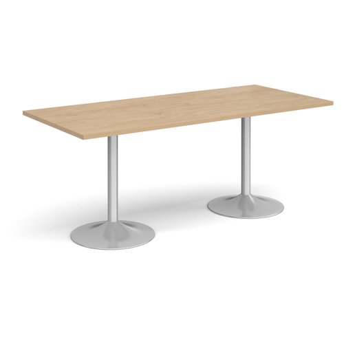 Genoa rectangular dining table with silver trumpet base 1800mm x 800mm - kendal oak GDR1800-S-KO Buy online at Office 5Star or contact us Tel 01594 810081 for assistance
