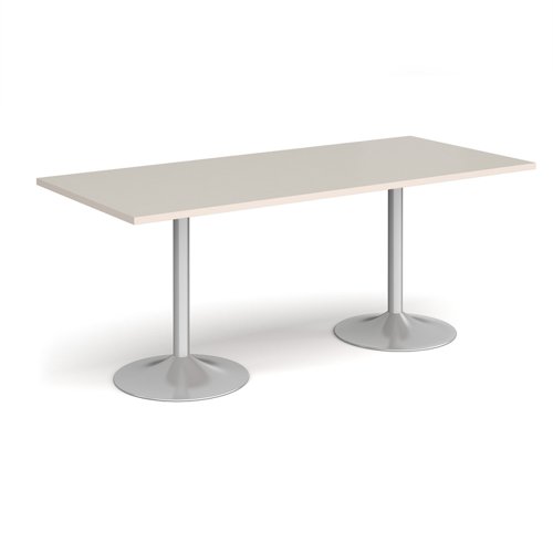 Genoa rectangular dining table with silver trumpet base 1800mm x 800mm - Light Grey