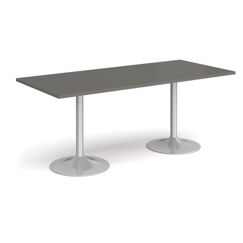 Genoa rectangular dining table with silver trumpet base 1800mm x 800mm - Onyx Grey