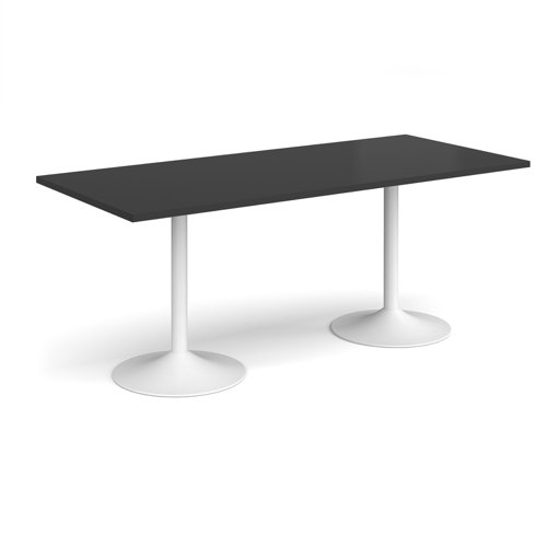 Genoa rectangular dining table with white trumpet base 1800mm x 800mm - Black