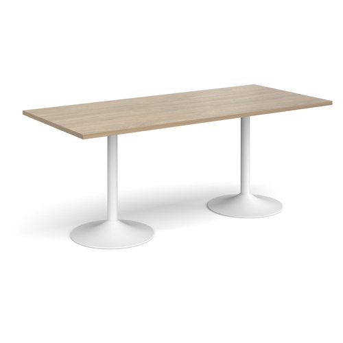 Genoa rectangular dining table with white trumpet base 1800mm x 800mm - barcelona walnut GDR1800-WH-BW Buy online at Office 5Star or contact us Tel 01594 810081 for assistance