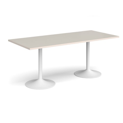 Genoa rectangular dining table with white trumpet base 1800mm x 800mm - Light Grey