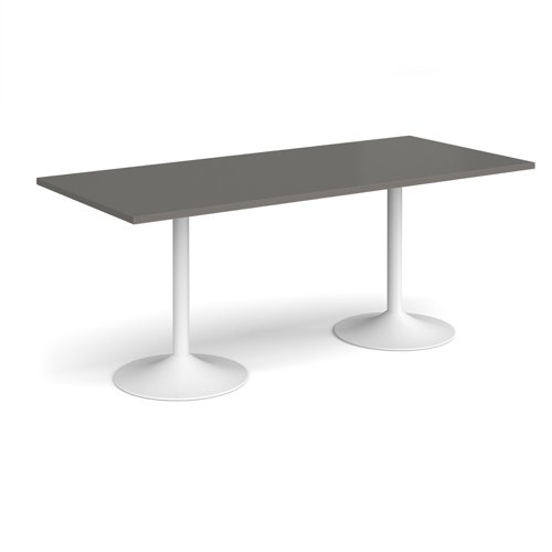 Genoa rectangular dining table with white trumpet base 1800mm x 800mm - Onyx Grey