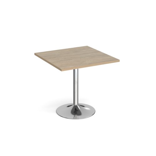GDS800-C-BW Genoa square dining table with chrome trumpet base 800mm - barcelona walnut