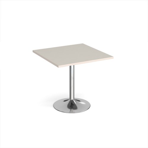 Genoa square dining table with chrome trumpet base 800mm - Light Grey