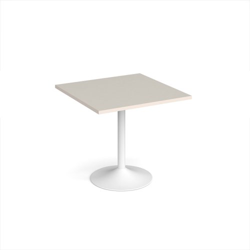 Genoa square dining table with white trumpet base 800mm - Light Grey