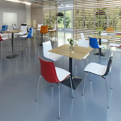 The stylish Gecko dining chairs and stools have a turtle shell design which is designed for maximum comfort and durability due to the easy clean curvaceous shape. Gecko seating is available with chrome, white and anthracite bases and 4 vibrant colour options to complement the white seat, for a fun and easy match with any decorating style