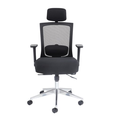 Gemini mesh task chair with adjustable arms and headrest - black