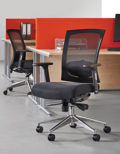 Gemini mesh task chair with adjustable arms - black