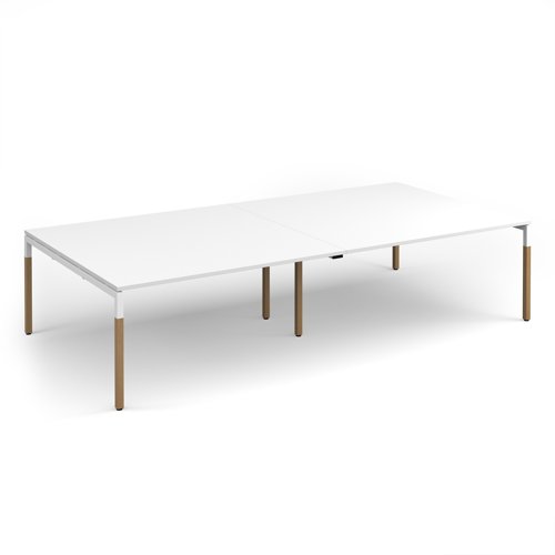 Connex Plus Goal-Post Wooden 3200 x 1600 x 725mm Back to Back Desk - White Frame / White Top