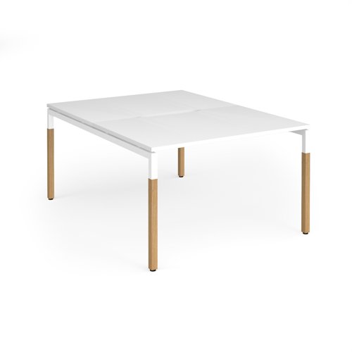 Connex Goal-Post Wooden 1200 x 1600 x 725mm Back to Back Desk (2 x 1200mm) - White Frame / White Top