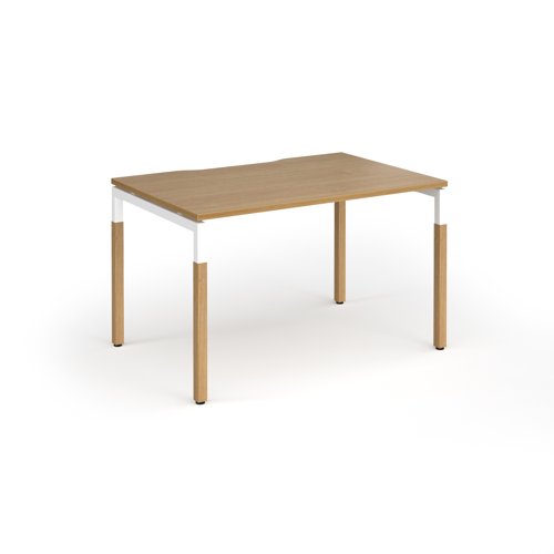 Connex Goal-Post Wooden 1200 x 800 x 725mm Single Desk - White Frame / Oak Top