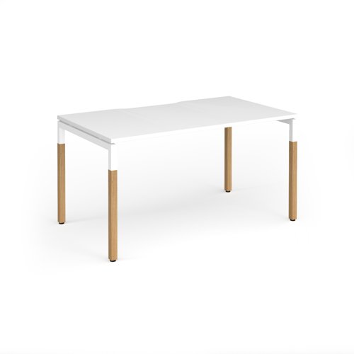 Connex Goal-Post Wooden 1400 x 800 x 725mm Single Desk - White Frame / White Top