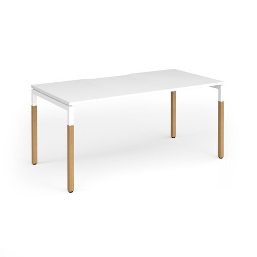 Connex Goal-Post Wooden 1600 x 800 x 725mm Single Desk - White Frame / White Top