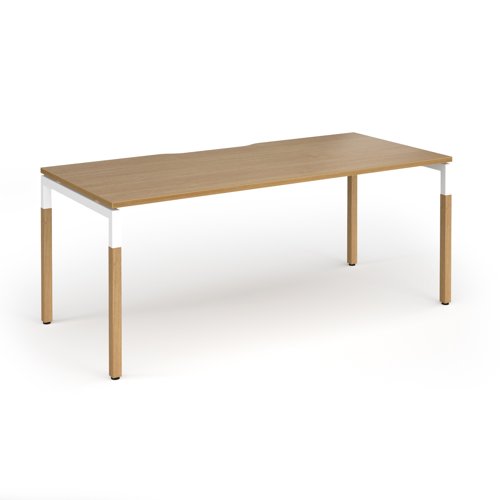 Connex Goal-Post Wooden 1800 x 800 x 725mm Single Desk - White Frame / Oak Top